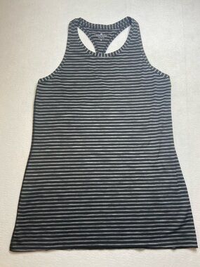 Athleta Striped Racerback Tank Top- Black & White, Size M, Yoga, Running, Active